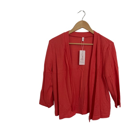 Sweaters - Coral 3/4 Sleeve Open Front Cardigan M